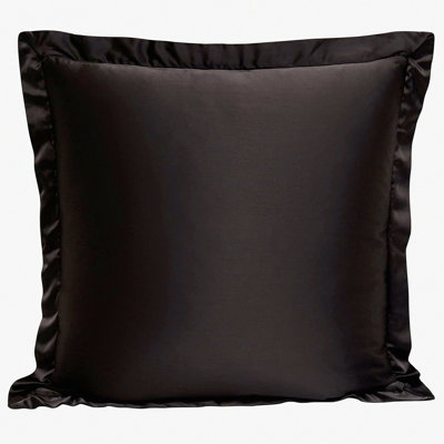 Luxury Espresso Brown Euro Sham Cover - High Shine 27x27 Inch Traditional Modern Bedding - Solid Color Clic Style