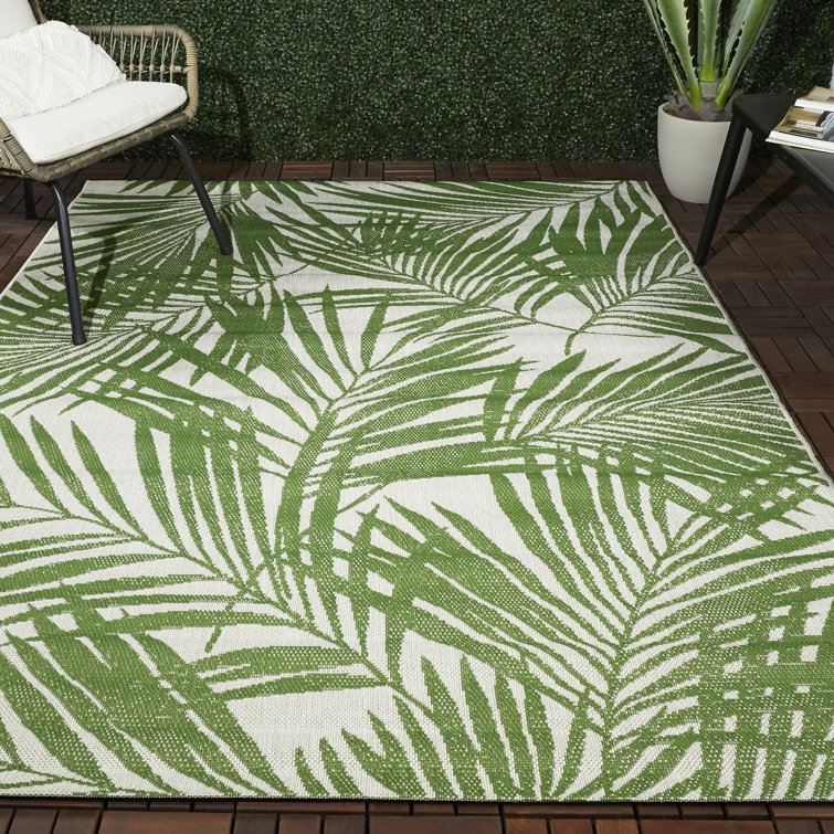 Bay Isle Home Floral Green Indoor / Outdoor Area Rug & Reviews | Wayfair