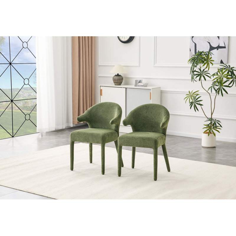Chaise avec accoudoirs rembourrés Boucle, Vert
