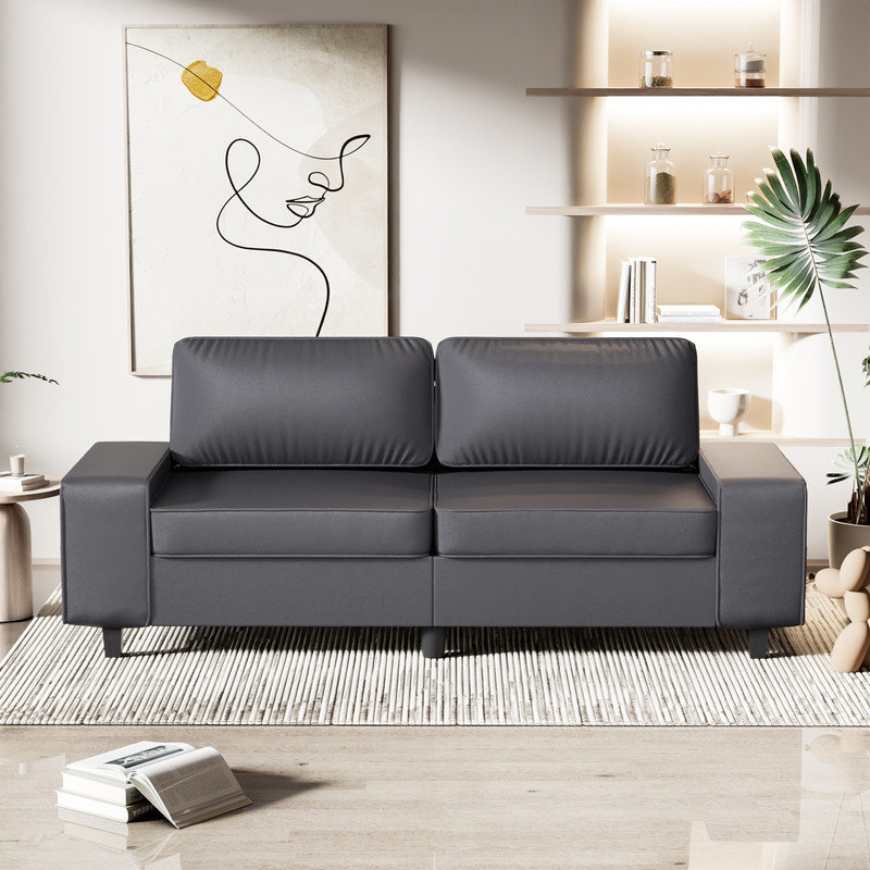 Canapé rembourré avec rangement, 3, Mélange de polyester gris foncé