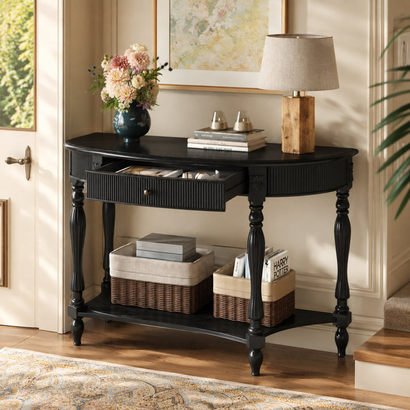 Console demi-lune Velmont, Noir