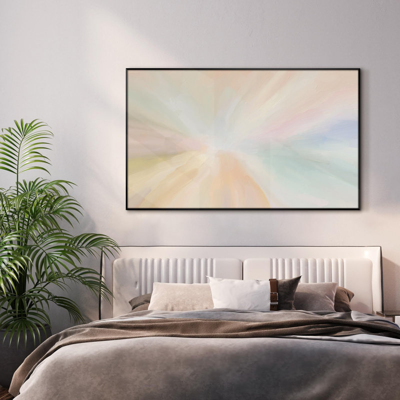 Abstrait doux lever de soleil pastel paysage rêveur très grand encadré impression d'art mural (assemblage de cadre requis)