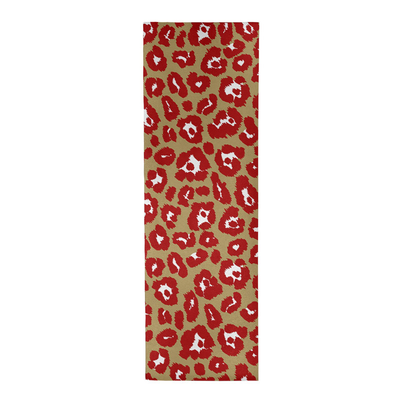 Imprimé animal brun clair/rouge/blanc Tapis décoratif, Tapis de couloir 2 pi 6 po x 8 pi