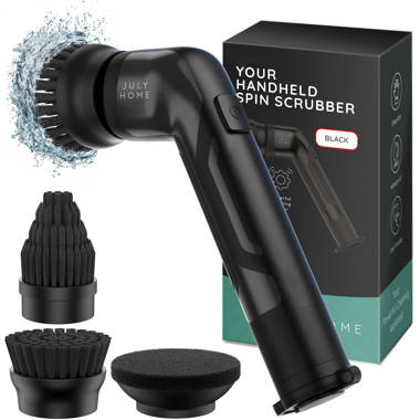 360° Rotary Electric Scrubber, Hand-Held Cordless, with 7 Replaceable Brush  Heads
