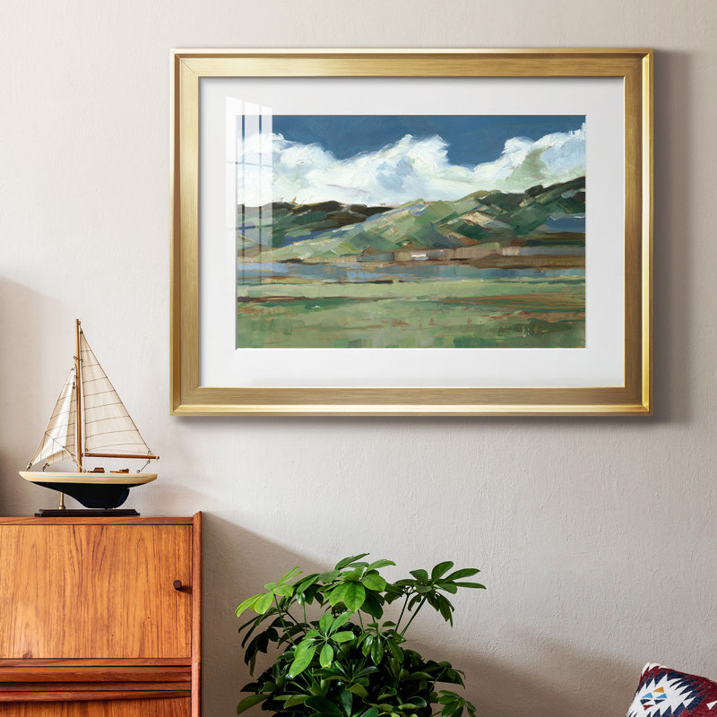 Western Sky I - peinture encadrée, Or, H 22,5 po x l 30,5 po x P 1 po, Blanc