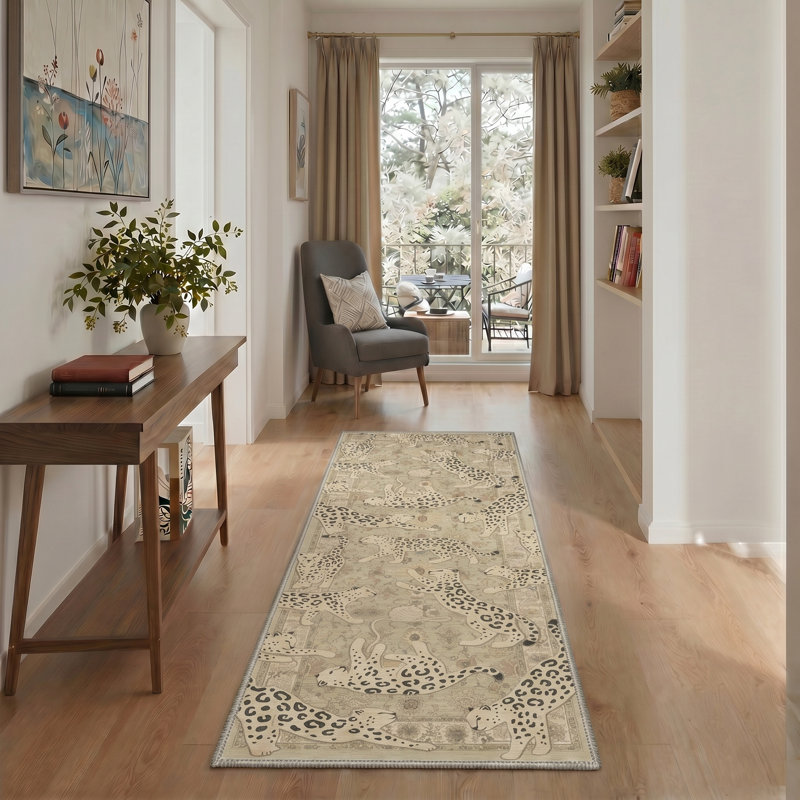 Tapis lavable à la machine Allandale, Tapis de couloir 2 pi 6 po x 8 pi, Sand Beige