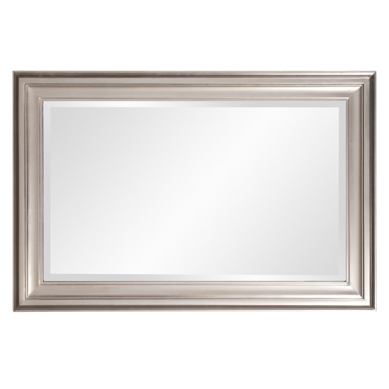 Mora Solid Wood Rectangle Mirror, Bright Nickel