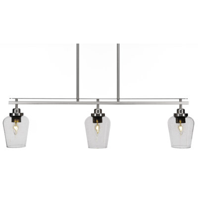 Agnon 3 Light Island Light Shown With 5" Clear Bubble Glass