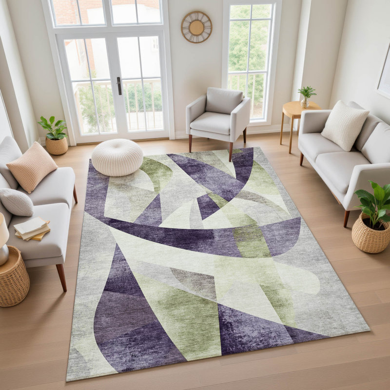 Premium Machine Washable Bitteridge AMF1836 Swirls Rug, Rectangle 2'6" x 3'10"