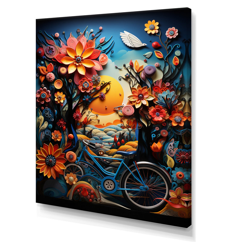 Carmani Bicycle Colorful Ride, reproduction d'art sur toile, H 40 po x l 30 po x P 1,5 po, Toile tendue