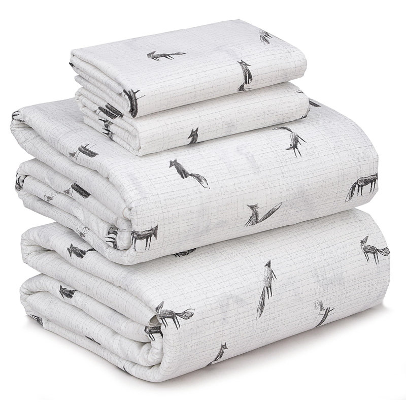 100% Cotton Sheets Sets Soft Crispy Percale Cooling Sheets 16 Inch Deep Pocket Bed Sheets, Childhood Sktech
