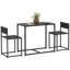 Ensemble de table de salle à manger 3 pièces pour 2 personnes, table de cuisine et chaises, ensembles de salle à manger pour petits espaces, noir