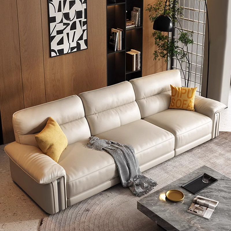 Canapé modulaire kaki en cuir véritable, Kaki
