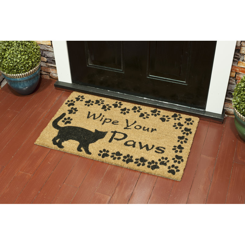 Tapis de porte d’extérieur anti-dérapant 30" x 18" à chat pattes en pvc Wilbraham