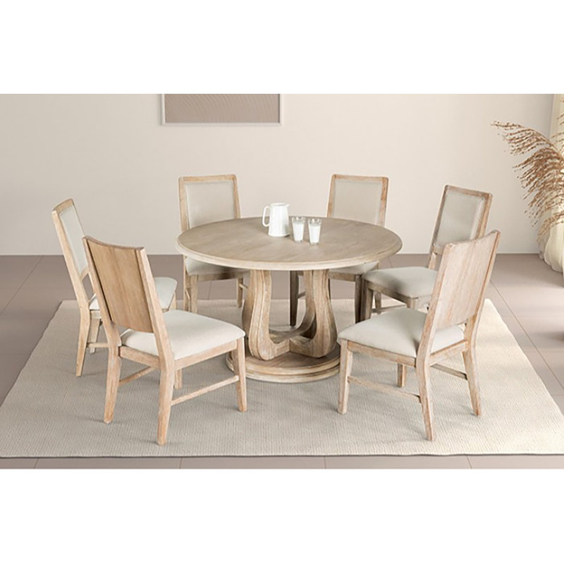 Cainsville Round Dining Table Set, 7 Pieces: Table, 6 Chairs