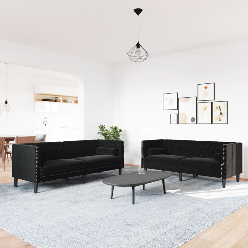  Chesterfield Sofa Set Black