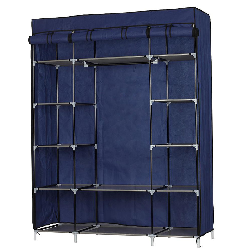 133cm Portable Wardrobe, Dark Blue