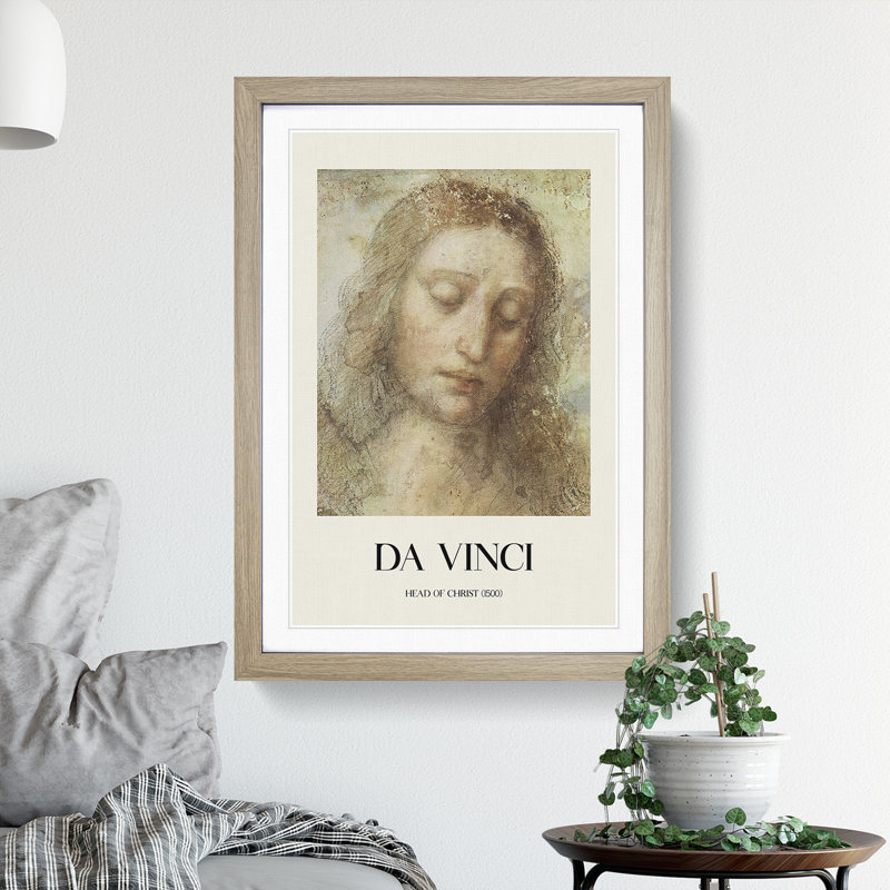 Head of Christ by Leonardo Da Vinci - Picture Frame Painting, Oak Framed, 65cm H x 48cm W x 2cm D