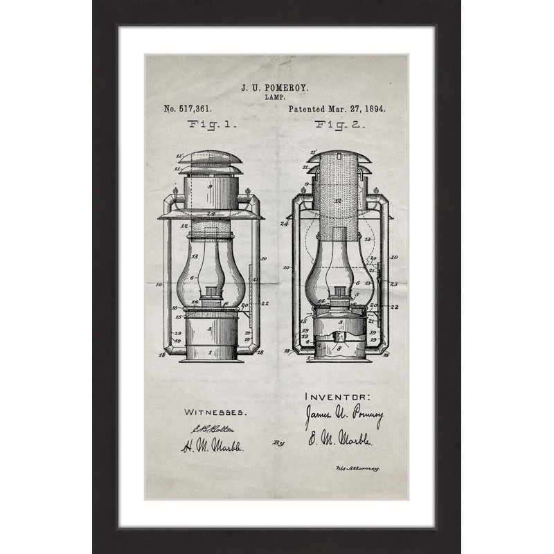 « lanterne 1894 old paper » par steve king, reproduction d’art encadrée, H 30 po x l 20 po x P 1,5 po