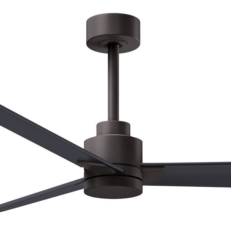Alessandra Outdoor Downrod Ceiling Fan, Matte Black, Textured Bronze