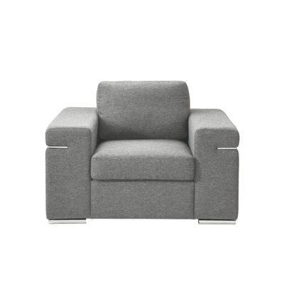 Gray Woven Armchair, Hardwood Frame, 46 In. Package Depth Fabric Arm Chair, 18" Seat Height, 23" Depth,