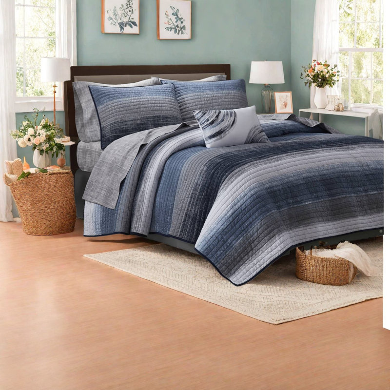 Ensemble de literie très grand en coton bleu marine, confort et style pour la maison