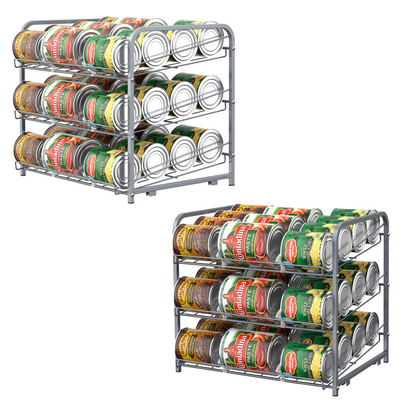 Stackable Can Rack Organizer for 72 Can Kitchen Countertop, Silver