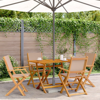 4 - Person Solid Wood Patio Dining Set Rectangular Table with Cushions Included