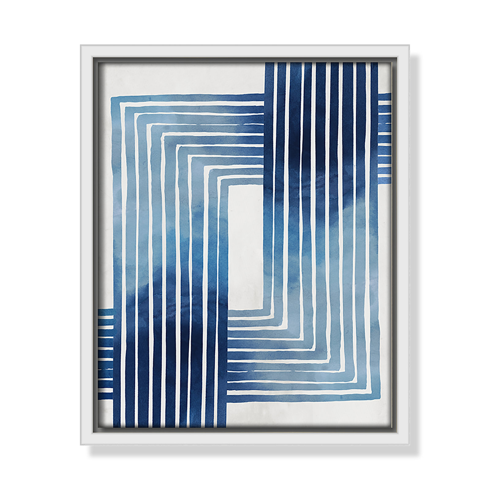Lanny "In Unison" Painting by Eva Watts, White Framed Canvas, 11.5" H x 9.5" W x 2" D