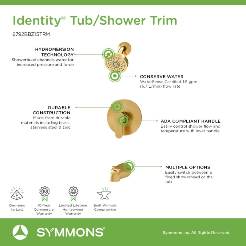 Identity HydroMersion Single Handle Tub & Shower Faucet, Bronze