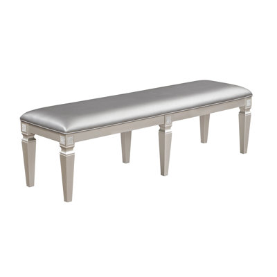 Banc moderne gris argenté - 60 po avec siège rembourré et ornements étincelants pour de longs ornements intérieurs