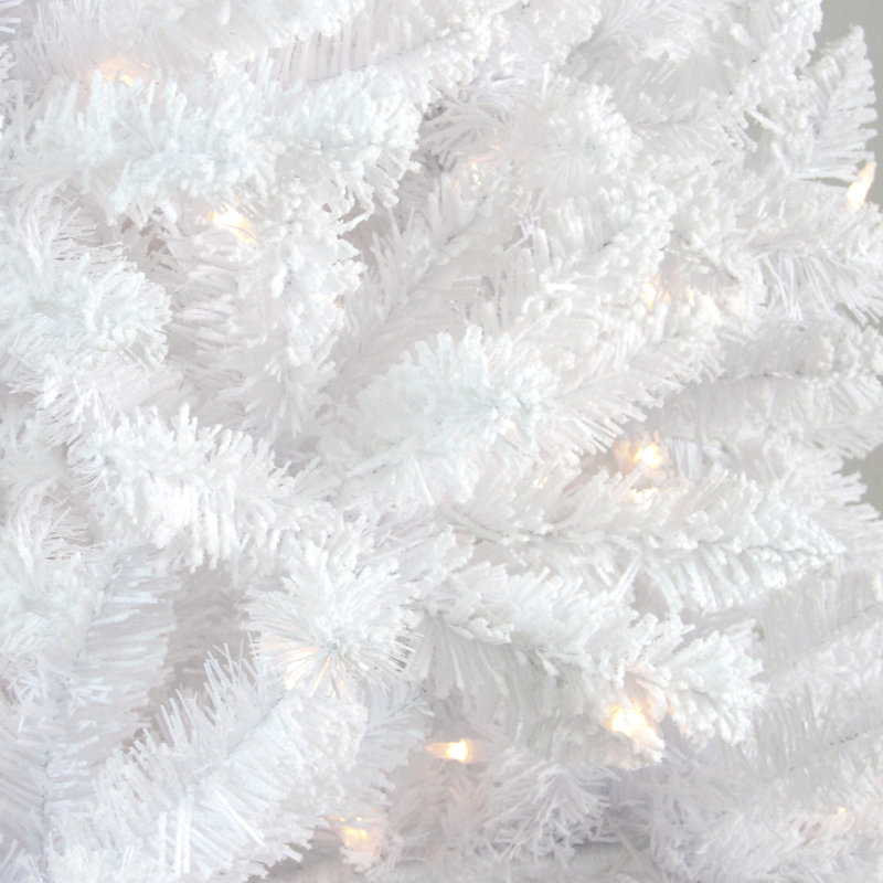 6' Pre-Lit Medium Flocked White Pine Artificial Christmas Tree - Clear Lights, 6' H