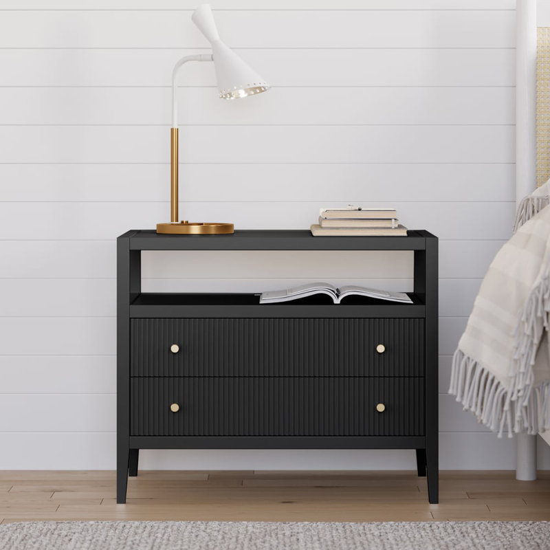 Stria 30" Fluted 2-Drawer Wide Smart Nightstand