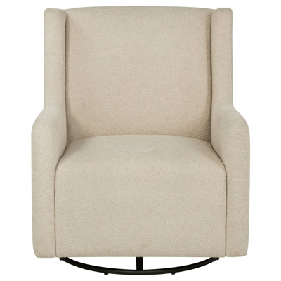 Omari Beige Upholstered Swivel Glider Sandy