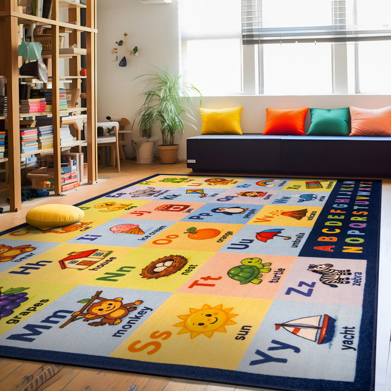 ABC Alphabet Grid, panneaux pastel, tapis pour enfants, multi, envers antidérapant, 6 pi 6 po x 9 pi