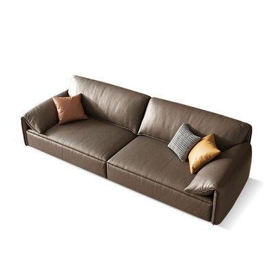 Brown Genuine Leather Modular Sofa cushion couch