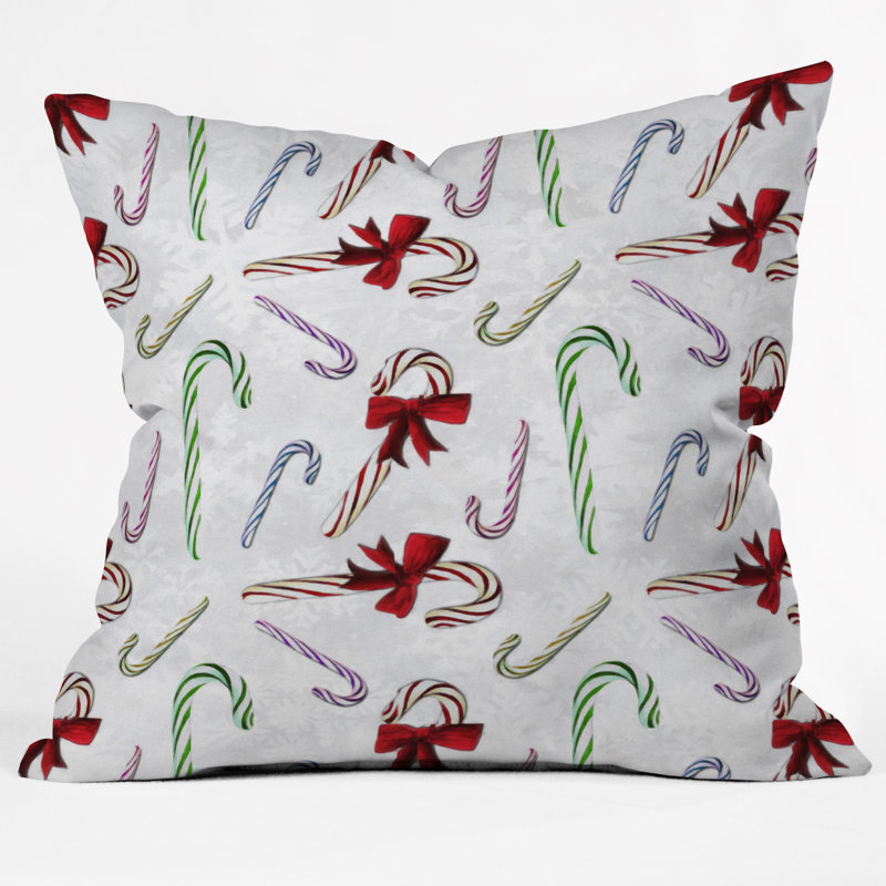Madart Inc Multi Candy Canes Throw Pillow, 18" x 18"