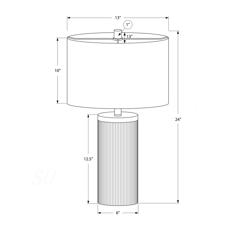Lighting, H 24 po, lampe de table, béton noir, abat-jour ivoire / crème, moderne