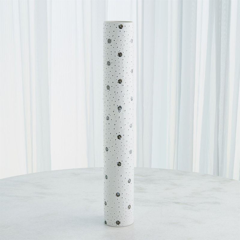 Large White Porcelain Table with Black Spots