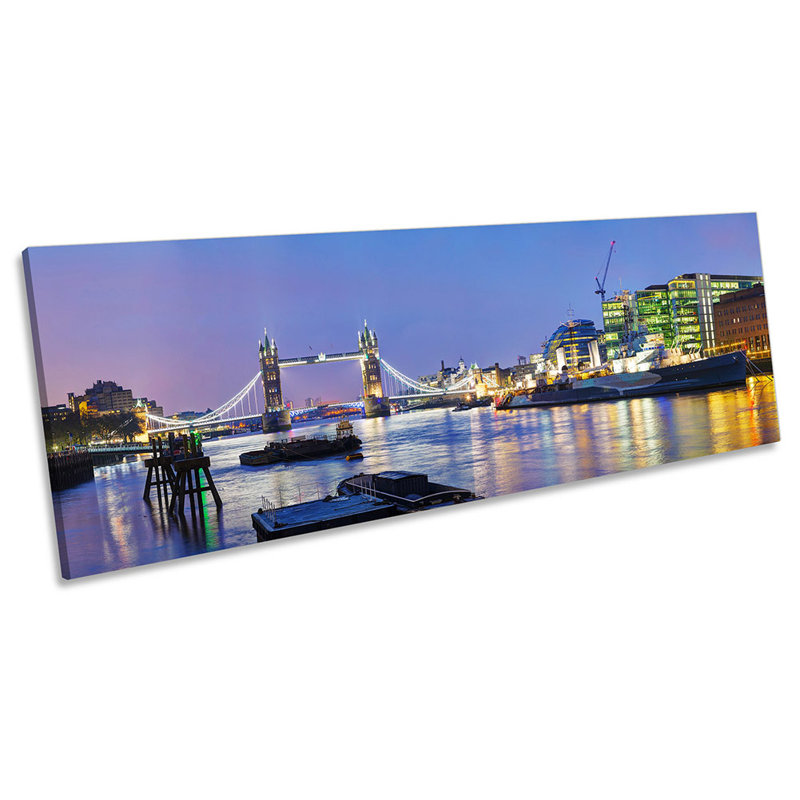 Tower Bridge City London - Wrapped Canvas Panoramic Art Prints, 30.48cm H x 91.44cm W