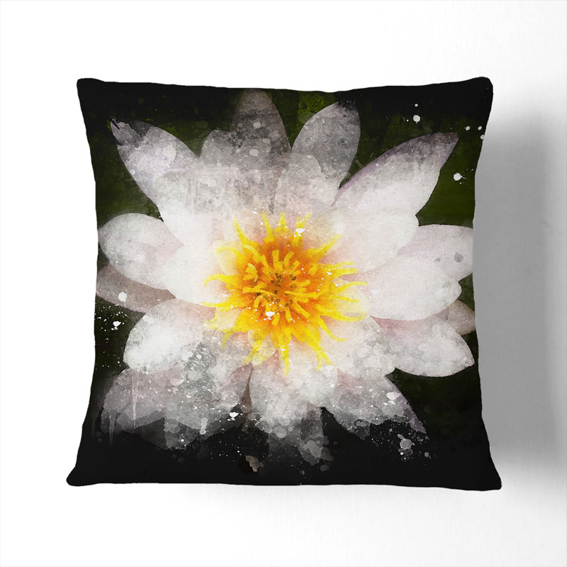 White Lily Flower Scatter Cushion, 40cm H x 40cm W x 15cm D, Stone