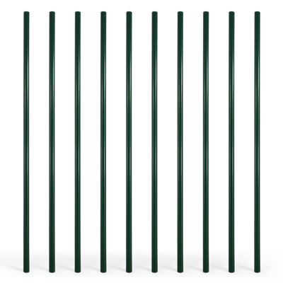 8 FT Black Chain Link Fence Line Round Post, Line Post with 1-7/8” Outside Diameter, Chain Link Fence Parts, Hardware, Accessories, Pack of 10