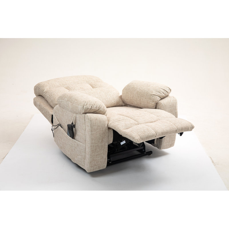 Old Age Electric Lift Chair, Flat High Density Foam Electric Sofa, White Velvet
