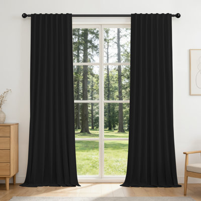 Velvet Curtains Decorative Luxury Blackout Drapes Thermal Insulated & Soundproof Window Curtains 2 Panels Back Tab & Rod Pocket, Black, 52"x108"