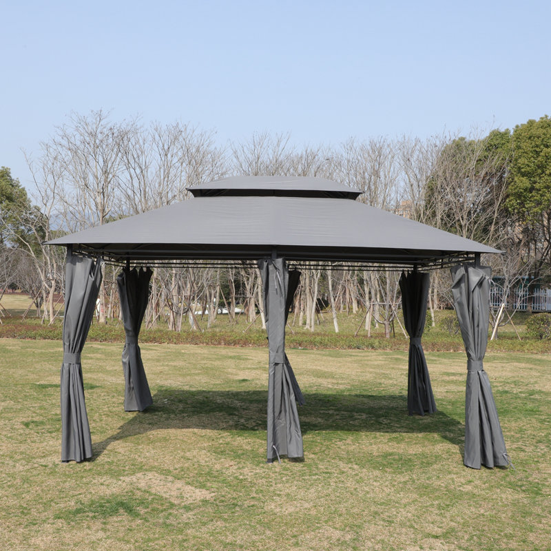 Outdoor Gazebo with Ventilated Double Roof and Mosquito net on all sides, Gray