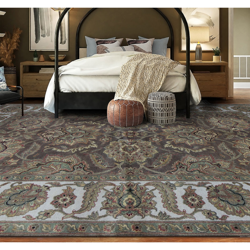 Trinity Wool Oriental Area Rug in Brown/Taupe