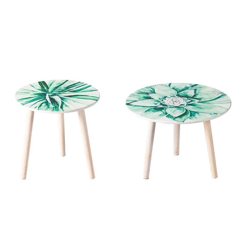 Nature Inspired Side Tables Of Two - With Watercolor Succulent Patterns Upgrade Your Living Room Decor White + Pair Tops Designs Create A Cozy Bedroom