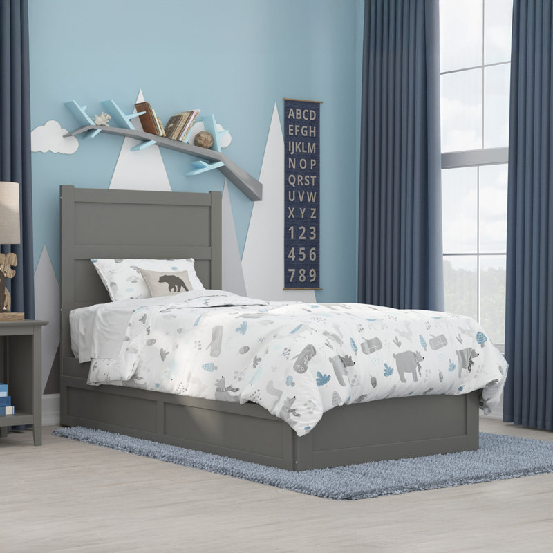 Ivor Solid Wood Trundle Bed, Twin, Gray