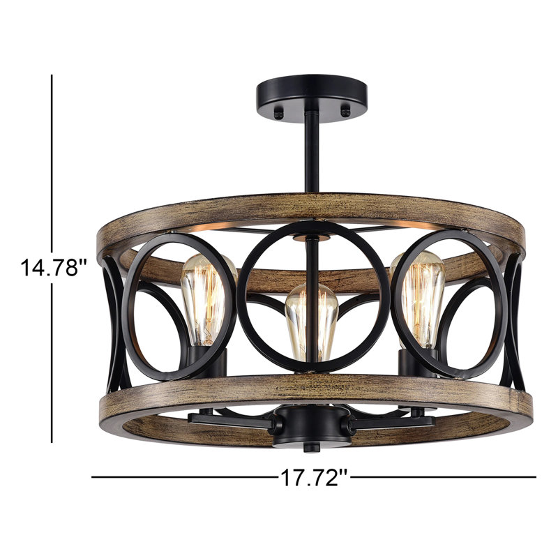 Plafonnier semi-encastré 3 lumières 17,72 po Lali