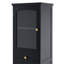 Armoire de rangement pour salle de bain de 63 po de hauteur avec portes en verre, deux tiroirs et tablettes réglables, panneau de fibres à densité moyenne, peint en noir - pour exposer vos articles préférés-761247821